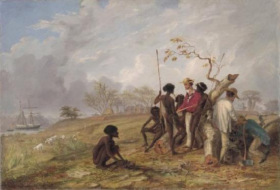 Thomas Baines Thomas Baines with Aborigines near the mouth of the Victoria River, N.T. oil painting picture